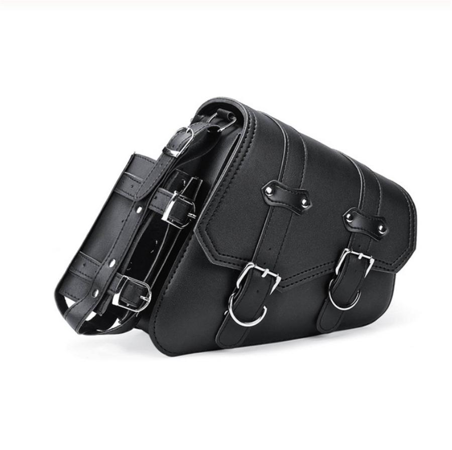 Pair Universal PU Leather Motorcycle Saddlebag Side Tool Luggage Bags Saddle Bags for Honda/Suzuki/Kawasaki/Yamaha With Cup Holder