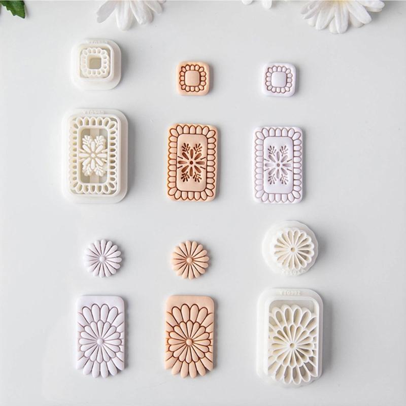 Cartoon Bohemian Flower Polymer Clay Earring Molds Lightweight Plastic Craft Tools For Kids Creative Projects