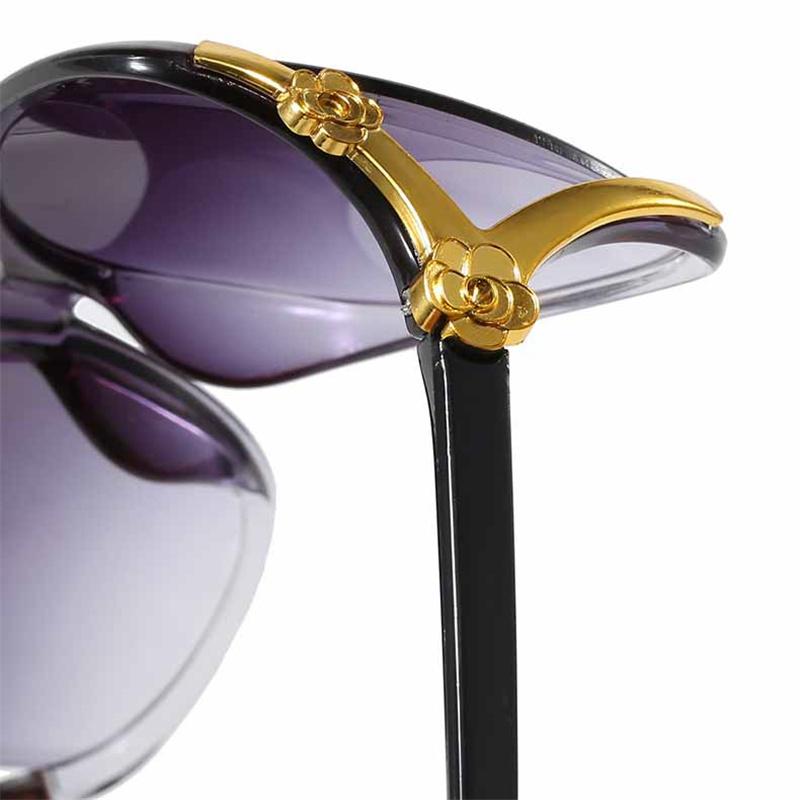 Klassische Große Fassung Fuchs Kopf Reflektierende Flache Gläser Mode Kamelie Sonnenschutz Sonnenbrille Brillen