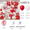 Weiß-roter Ballonbogen-Set mit roter Konfetti-Ballongirlande – Dekoration für Babypartys, Hochzeiten, Jahrestage, Verlobungen und Geburtstage