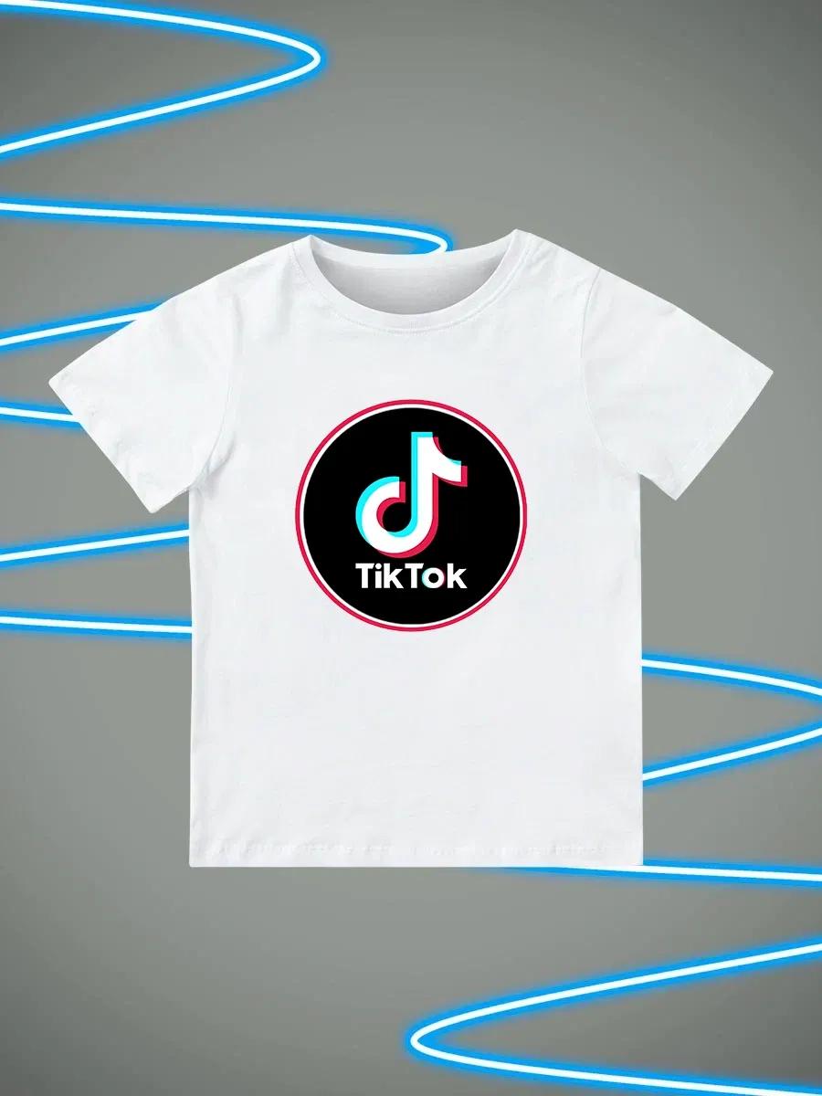 Детские топы с круглым вырезом, принтом, коротким рукавом, TikTok 120