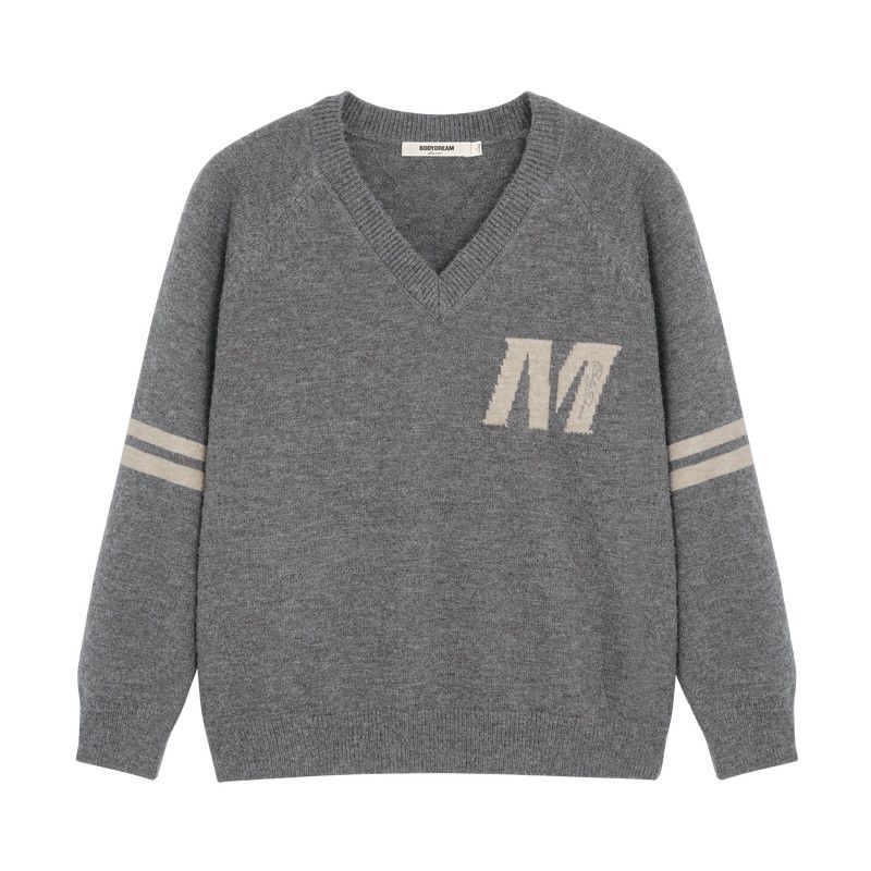 

[Retro Revival] Bodydream Arctic Velvet V-Neck Sweater for Men and Women Pullover Knitwear Lazy Style Top Dark Gray M