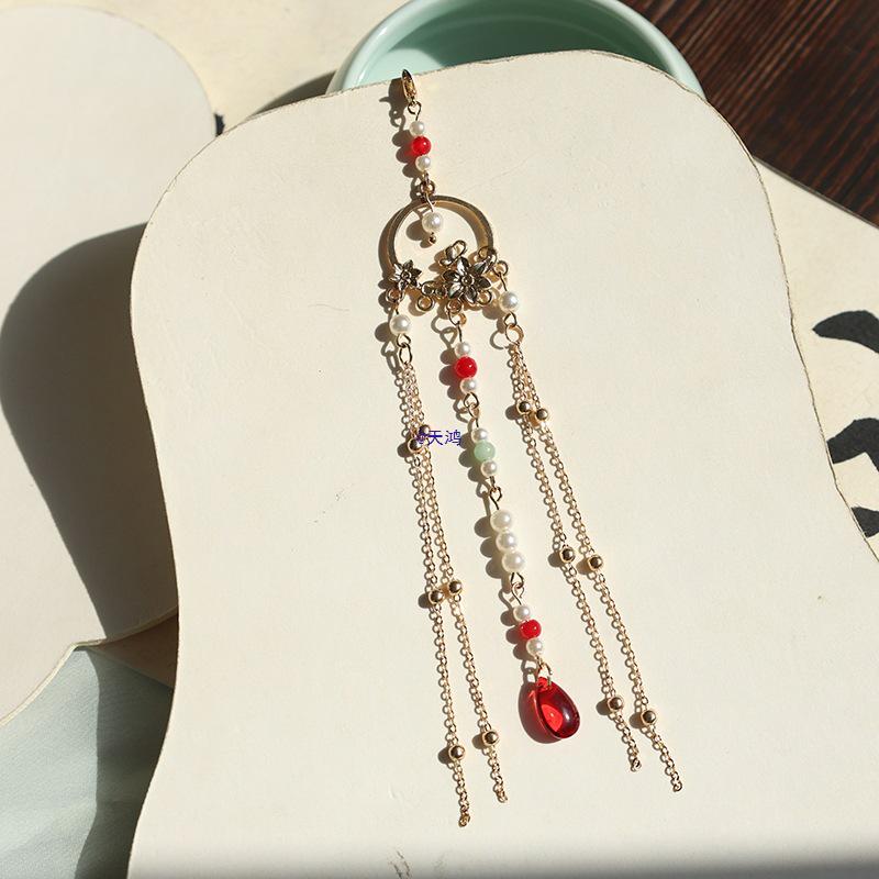 Ancient Style Removable Tassel Fan Hairpin Pendant - Chinese Semi-Finished Step Shake Accessory.