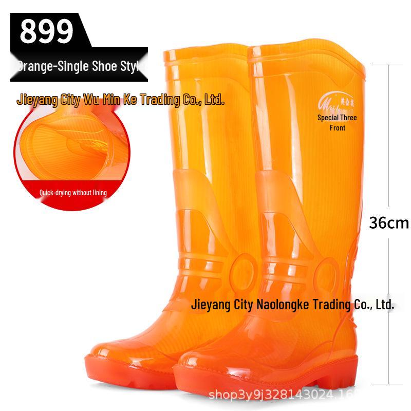 Men's Tan Quick-Dry High-Top Rain Boots - Waterproof, Non-Slip, No-Mesh Rubber Shoes