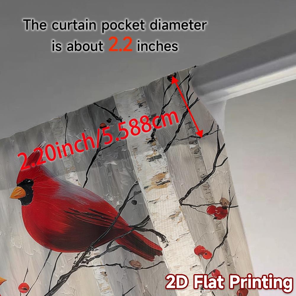 Set Of 2 Contemporary Flat Printing Jit Curtains Without Rod Cardinal Encounter Chic Polyester Easy Install Curtain