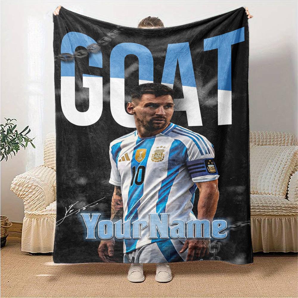 Messi Customize Your Name Blanket Cozy Customizable Blanket Ultra-Soft Great for Livingroom Chair Couch Picnics Ideal for All Seasons