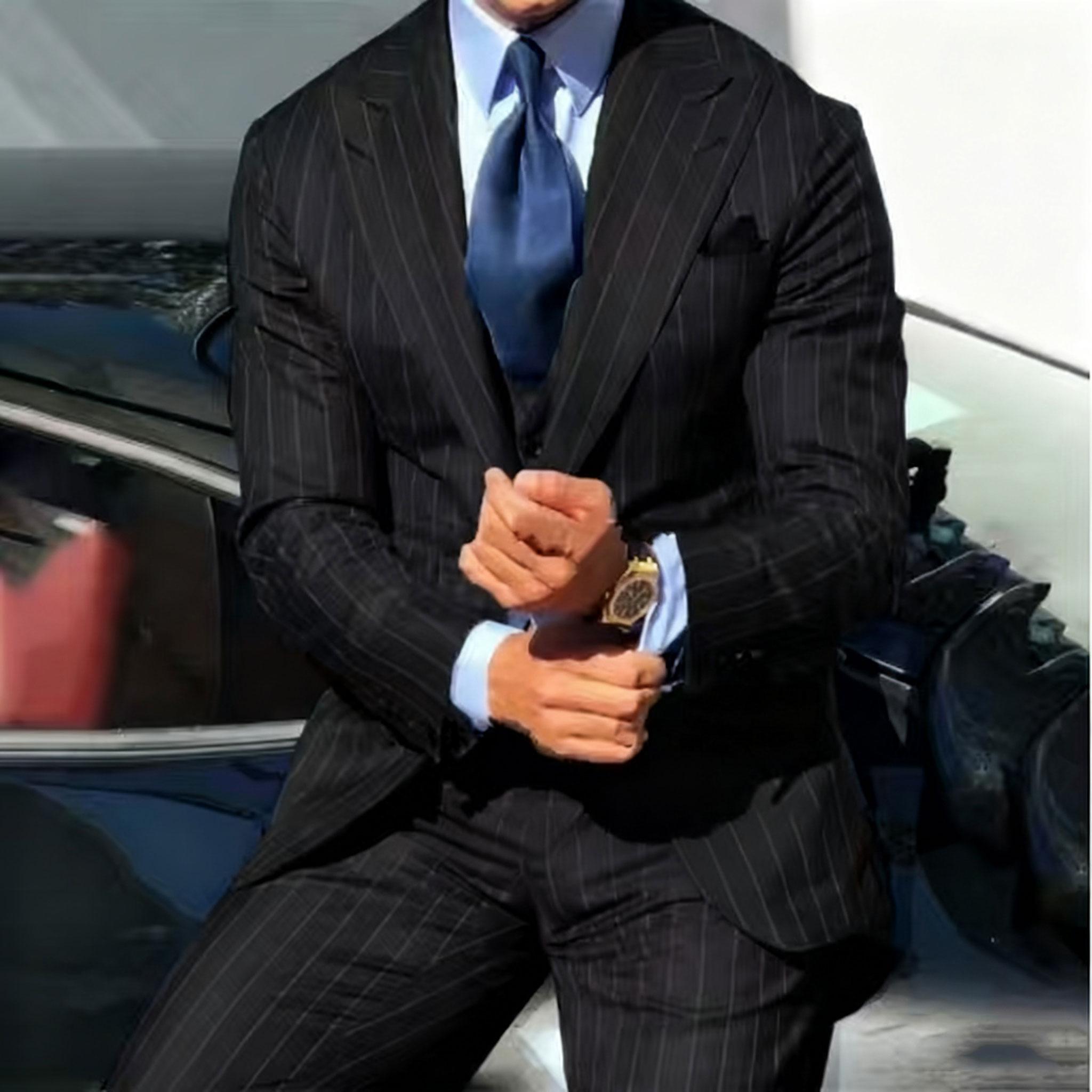 

Модні смугасті костюми з гострими лацканами для чоловіків, приталені, набір з трьох предметів (штани), для вечірки, випускного вечора, нареченого, весільний смокінг, homme pour mariage 6XL чорний