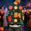 Men's Casual Flannel Quarter-Zip Long Sleeve Sweatshirt with Christmas Print