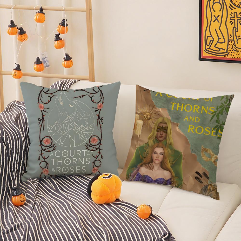 Novel A-A Court Of Thorns And Roses 2 Pillow Case Natural Linen Pillow Case Double-Sided Decor Sofa Pillowcase Home Decor