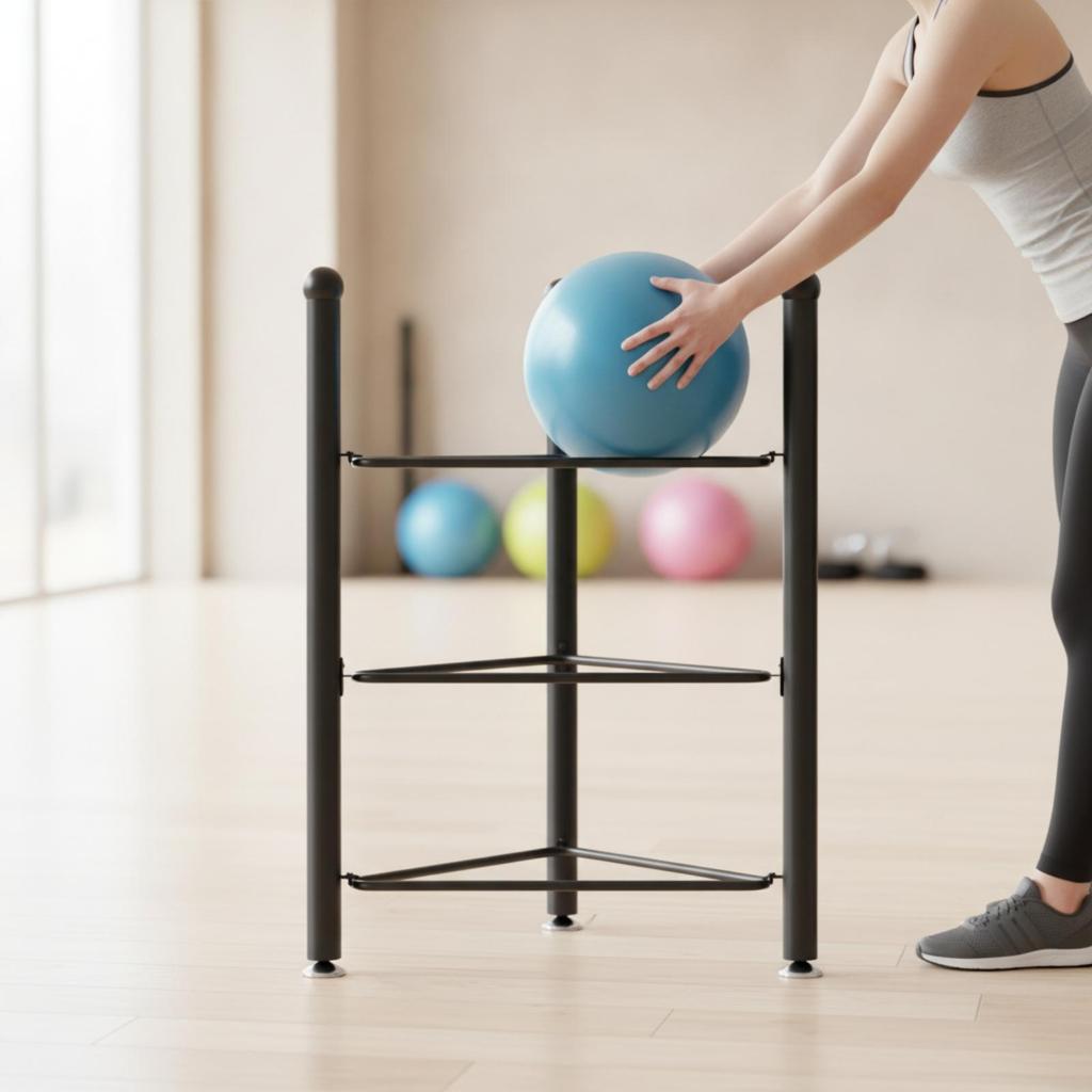 Metal Ball Storage Shelf Freestanding Exercise Rack for Home Gym