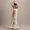 2026 printed tube top loose heavy industry pleated long dress women