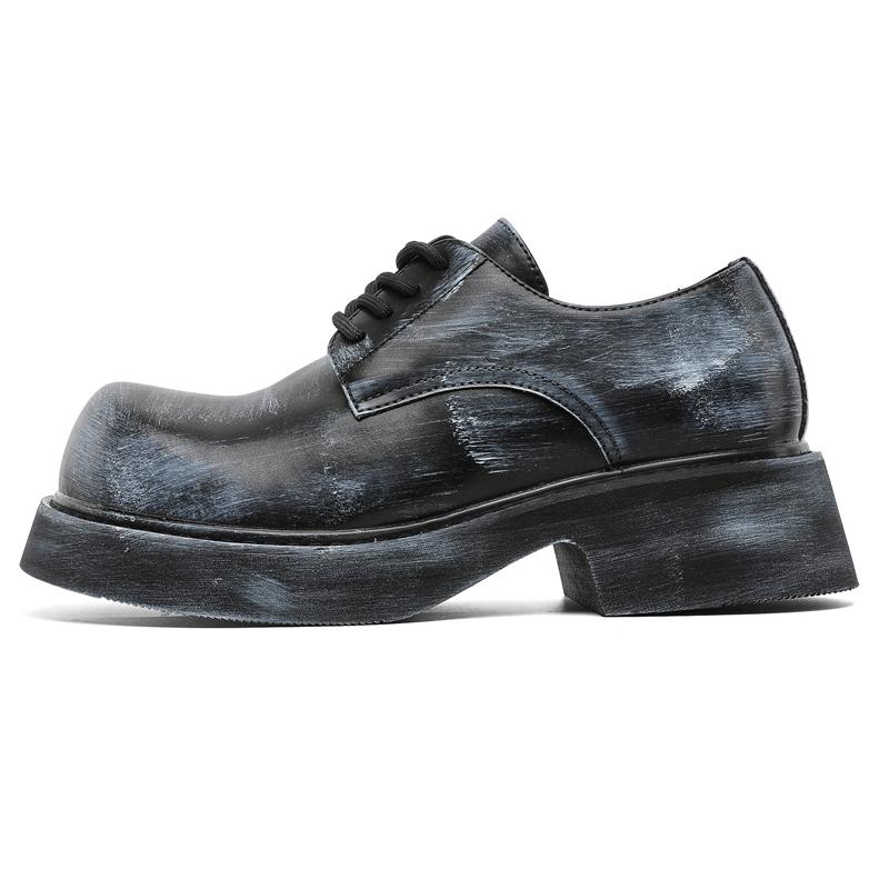 

Мужские премиальные кожаные туфли на платформе с большой головкой, на толстой подошве, повседневные, весна-лето, модная обувь для увеличения роста 38 чёрный