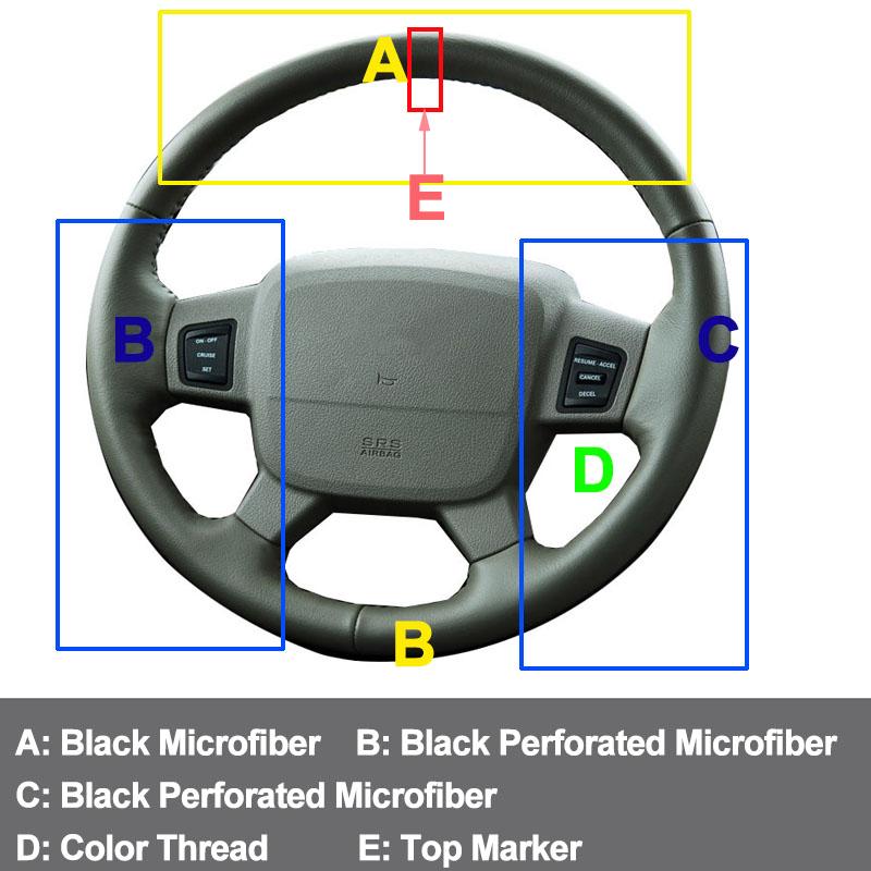 Hand Stitching Car Steering Wheel Cover Wrap For Jeep Commander (XK) 2006-2008 Grand Cherokee III(WK) 2005-2008 Car Accessories