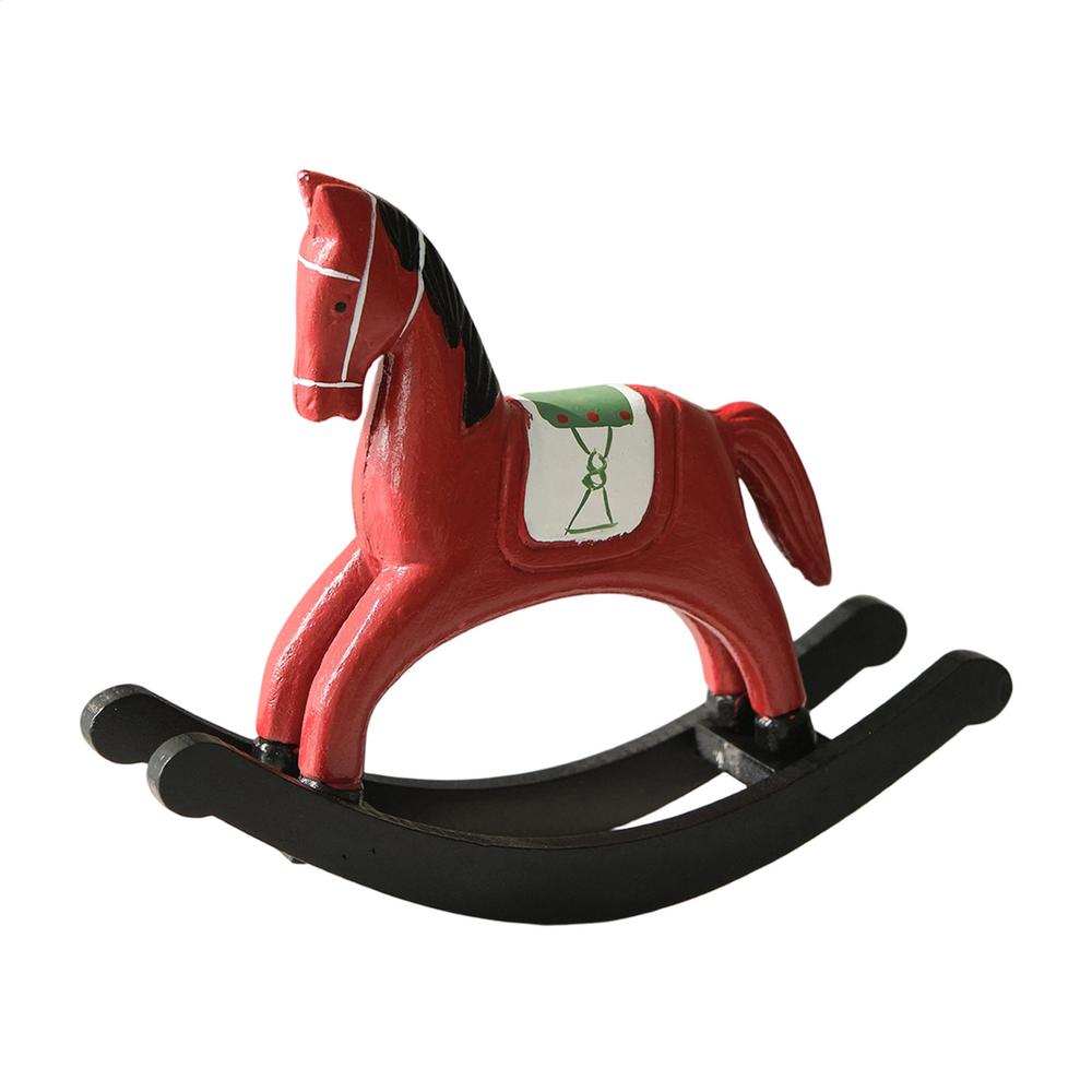 Rocking Horse Ornament Classic Traditional Statue Horse Bedroom Decor for Family Friends Students Men Women Home Indoor Office