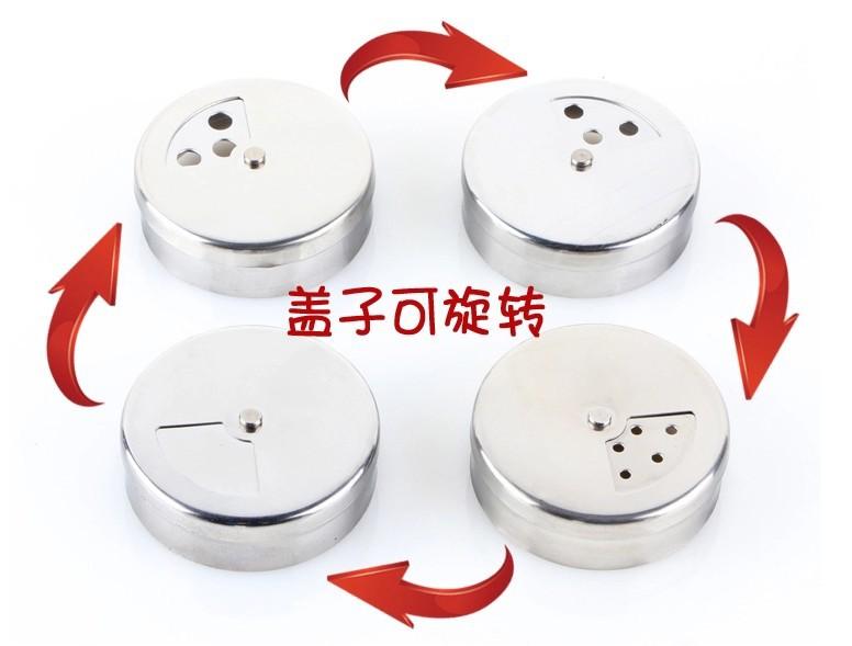 Glass Seasoning Bottle Seasoning Bottle Seasoning Pot Stainless Steel Rotating Lid Kitchen Utensils Pepper Shaker Barbecue Set