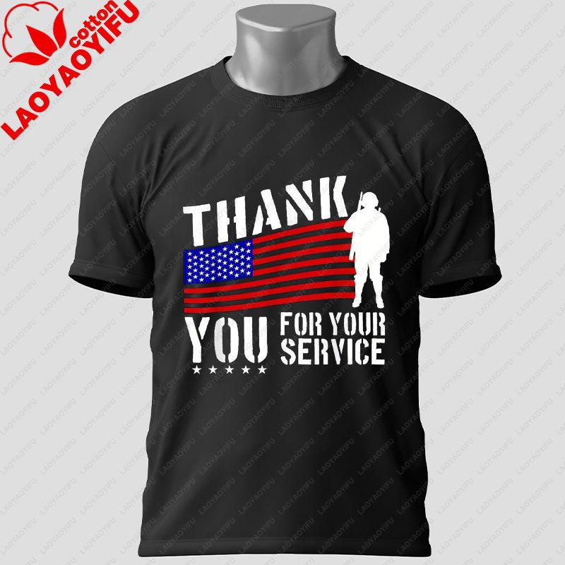 Thank You for Your Service US Army Soldier Graphic Tshirt Pure Cotton Shirt Sleeve Round Neck Casual Outdoor Tee Unisexs Shirt