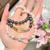 Snake-shaped Gemstone Hook Pearl Necklace Baroque Seawater Shell Beads Zircon Sweater Chain