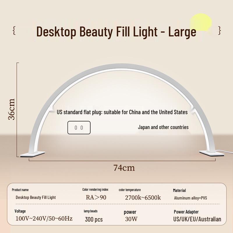 

U-Shaped Half-Moon LED Beauty Light for Nail Art & Microblading