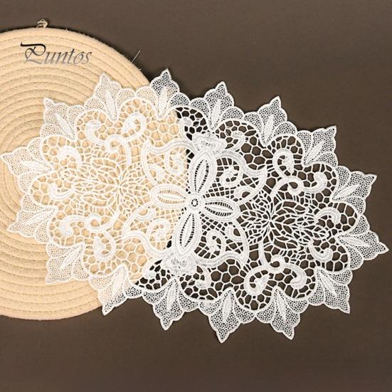 Washable Fabric Doilies for Vases White Lace Doily, Elegant Retro Placemat, Embroidered Table Small Round Placemats Jewelry Trays Mat, Rectangular
