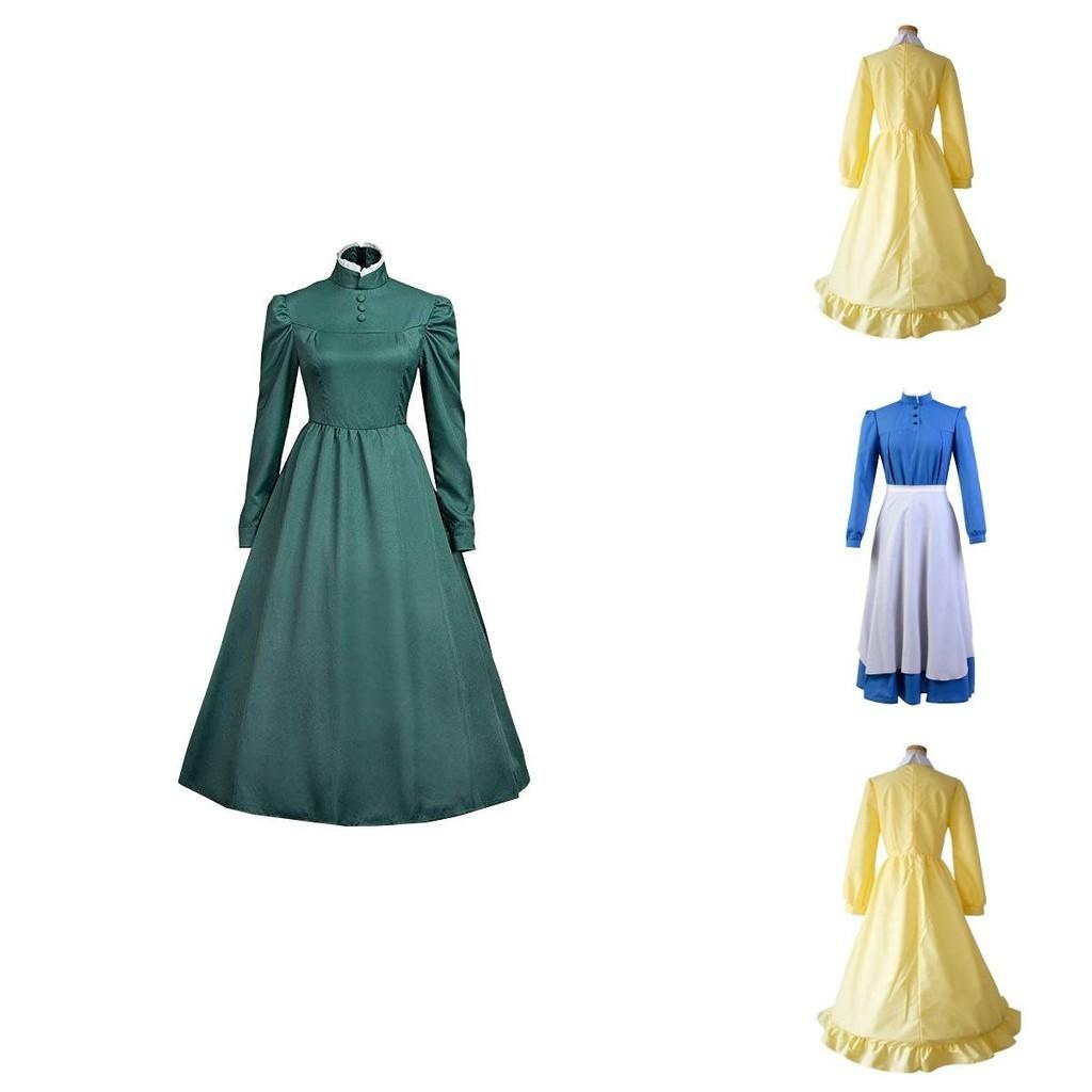 Howls moving Castle Sophie Damen Knopfleisten-Brustkleid Cosplay Uniform