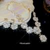 Diamond-encrusted pearl flower stud earrings necklace retro temperament jewelry set light luxury high-end jewelry