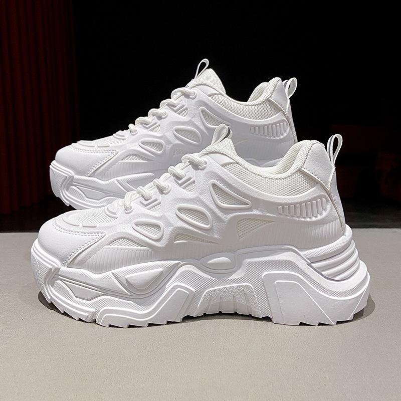 

2025 spring and autumn new breathable dad shoes children s Korean version black sports and leisure shoes women s platform running shoes 35 белый