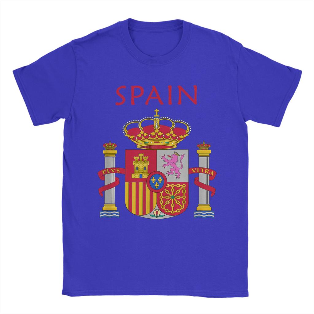 Unique SPAIN Flag TShirt for Men Crew Neck Pure Cotton T Shirt Short Sleeve Tees Plus Size Clothing