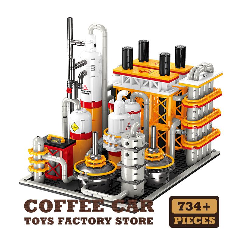Non-Toxic Street View Petroleum Factory Moc Bricks Puzzle Toys Stem City Natural Gas Storage Center Building Model Blocks Set Kid Gift New