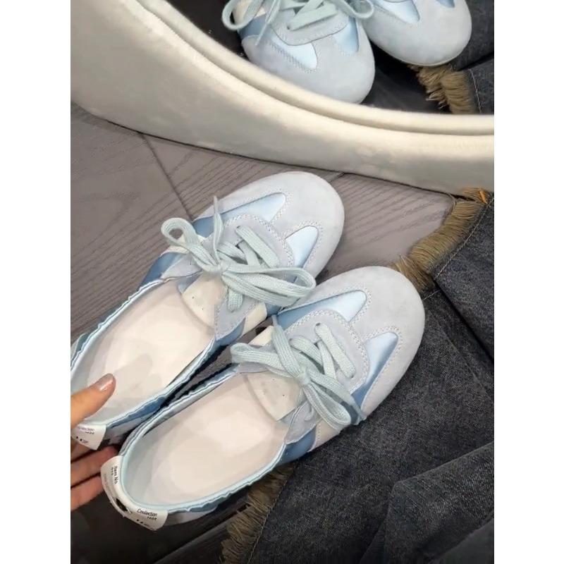 Ballet Women's Flat Autumn New Lace-up Breathable One-pedal White Shoes Fashion Single Shoes