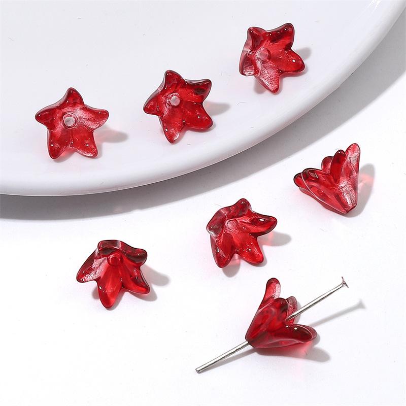 ZW52 20pcs 10x13mm Colorful Lily Cute Flower Glass Bead Charm Handmade Diy Earrings Necklace Bracelet Jewelry Accessories