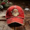 56-60cm Adjustable Distressed Christmas Baseball Cap Retro Santa Claus Hat  Adults