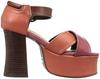 Yosuke Platform Sandals 2810109 Women's Red-Brown Combination Sandals, Sizes 25.0cm-25.5cm