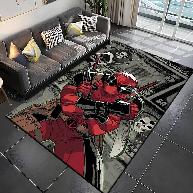 Marvel Spider Man Area Rug Cartoon Anime Deadpool 3D Carpet for Living Room Kitchen Bedroom Decor Floor Non Slip Mat Gift
