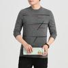 Autumn and Winter Double-layer Round Neck Irregular Contrasting Jacquard Cotton Wool 100% Men's Wool Sweater