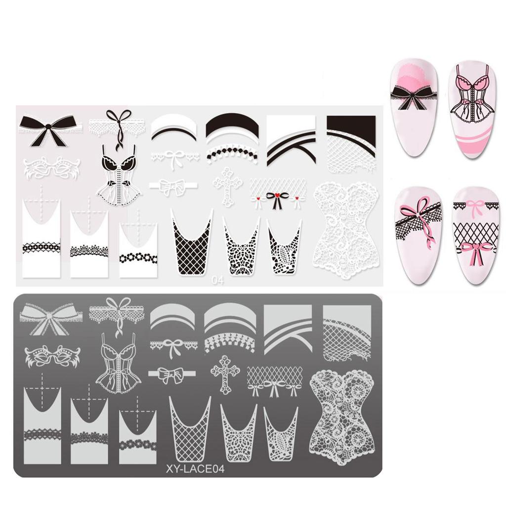 Hollow Lines Nails Art Stamping Template Flowers Manicure Print French Tip Nails Stamping Plates Nails Art Stamp Tool