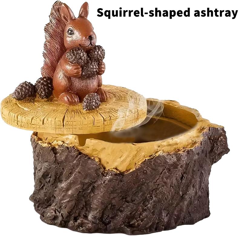 Animal Cartoon Squirrel, Hedgehog, Owl Animal Ashtray, Peeling Tree Stump Ashtray Suitable For Home, Office And Hotel Decoration
