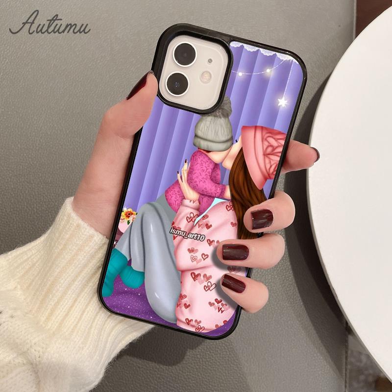 Dziecko mama mama matka dziewczyna królowa etui na telefon iPhone 11 12 13 14 Pro Max mini XR XS SE 2020 7 8 Plus Samsung S21 S22 shell