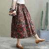 Cotton Linen Skirts for Women Fashion Casual Bohemian Y2k Print Long Skirt Summer Vintage Maxi Bottom Saias Woman Clothes Faldas