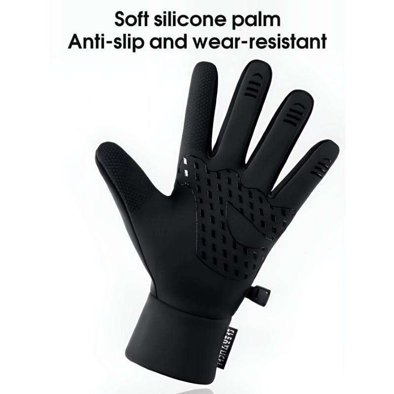 Cycling Gloves Men'S Plush Fleece Wear-Resistant Waterproof Touch Screen Outdoor Hiking and Skiing Winter Warm Gloves