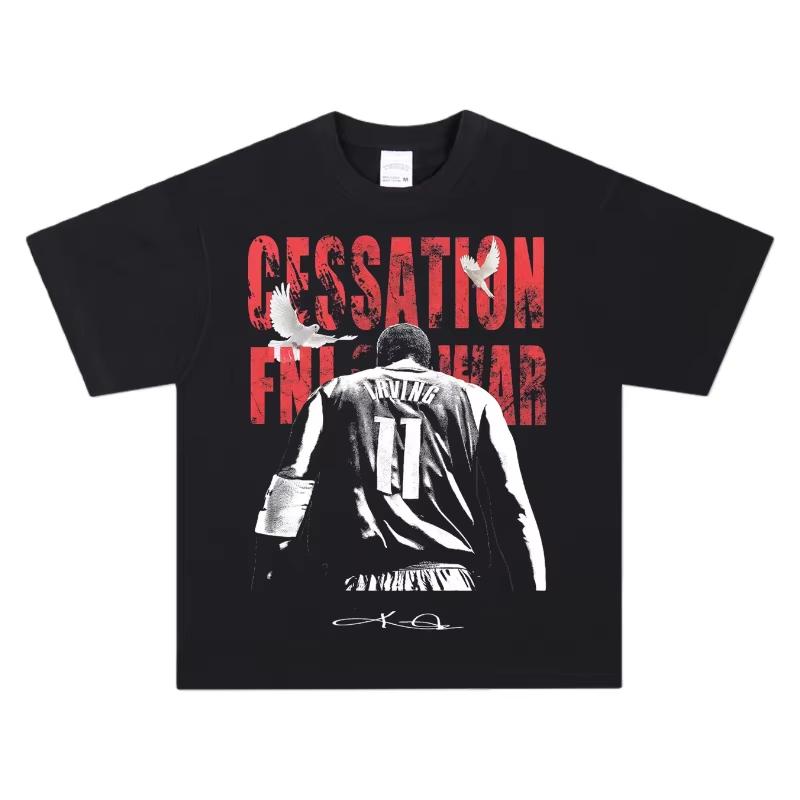 Kyrie Irving Peace Graphic TShirt Soft Cotton Classic Fashion Basketball Casual Outdoor Daily Wear Trendy Street Outfit M