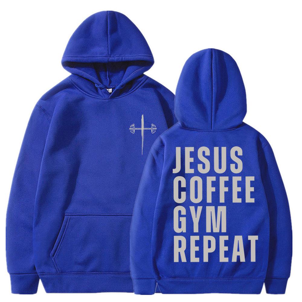 Gesù Caffè Palestra Ripeti Felpe Cristiane Uomo Donna Moda Vintage Harajuku Felpa con Cappuccio Felpa Larga Pile Pullover