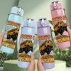 1PC School Out Summer Truck Graphic,750ml Color Plastic Sports Water Bottle,Leakproof Flip Straw Lid,Suitable for Sports Office Home Use