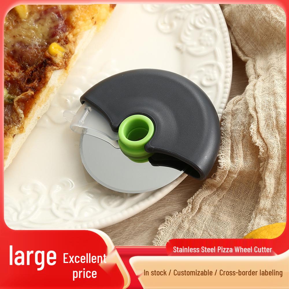 Stainless Steel Pizza Cutter with Protective Cover - Round Roller Kitchen Tool