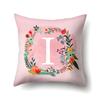 Polyester Pillowcase Pink Flower Home Decoration Print 26 English Letter Cushion Pillowcase