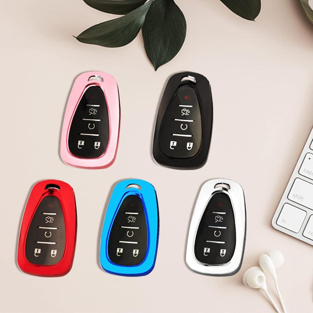 For Chevy Key Fob Cover With Keychain,Soft TPU Full Protector Key Shell Case For Chevy Malibu Camaro Equinox BlazerTraverse Cruze Sonic Volt Spark