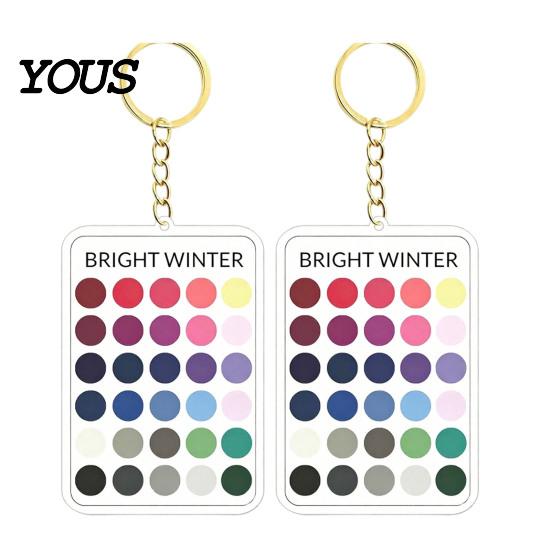 Wardrobe Color Matcher 2Pcs Palette Keychain Pendant, Clear Acrylic Season Analysis Swatches Matching Tool Keychain, Card, Gifts for Fashion