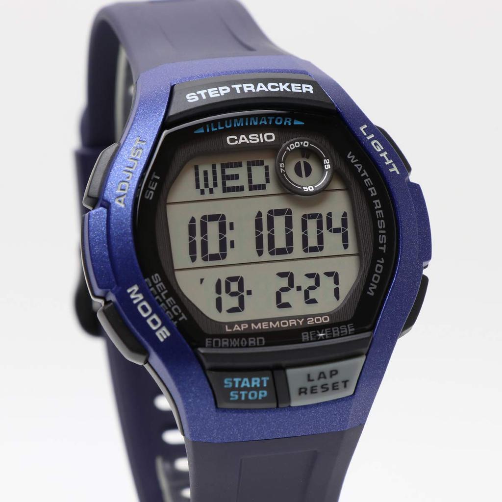 Casio SPORTS GEAR Blue STEP TRACKER Digital Watch with Step Counting Function for and Waterproof and Lightweight WS-2000H-2A Running, Jogging, Sports,