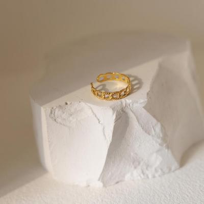 18K Gold-Plated Titanium Adjustable Geometric Open Ring