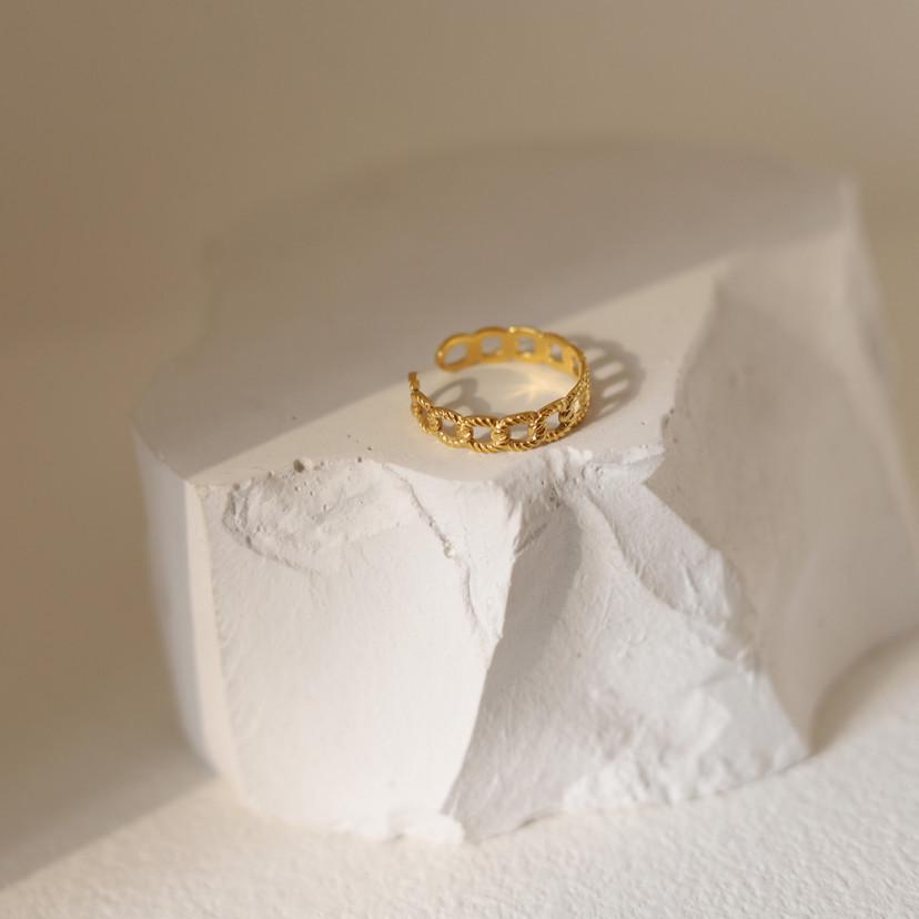 18K Gold-Plated Titanium Adjustable Geometric Open Ring