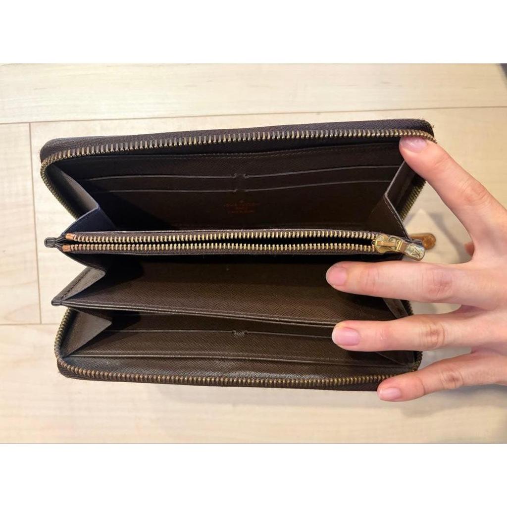 Used Louis Vuitton Damier Ebene Zippy Wallet Round Zipper Long Wallet